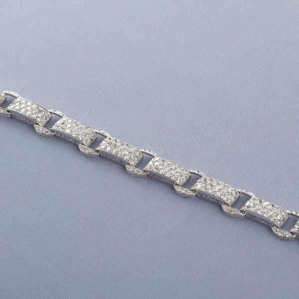 Art Deco French Diamond Link Pave Bracelet 18.50 Carats - TMWJ-1720 - TMW Jewels Co.