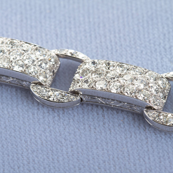Art Deco French Diamond Link Pave Bracelet 18.50 Carats - TMWJ-1720 - TMW Jewels Co.