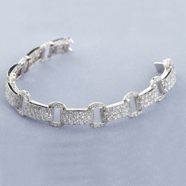 Art Deco French Diamond Link Pave Bracelet 18.50 Carats - TMWJ-1720 - TMW Jewels Co.