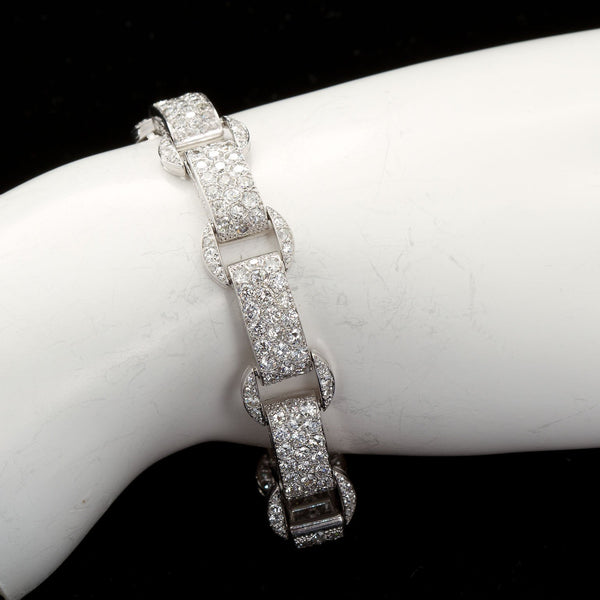 Art Deco French Diamond Link Pave Bracelet 18.50 Carats - TMWJ-1720 - TMW Jewels Co.