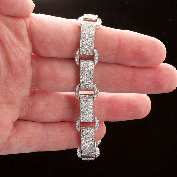 Art Deco French Diamond Link Pave Bracelet 18.50 Carats - TMWJ-1720 - TMW Jewels Co.