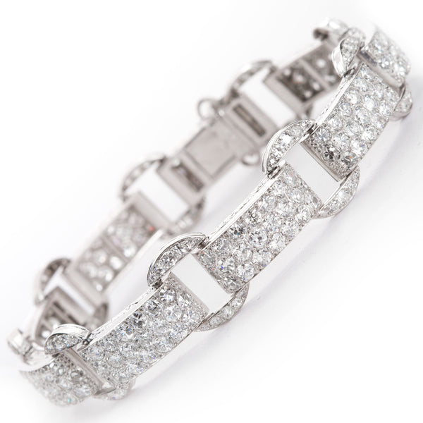 Art Deco French Diamond Link Pave Bracelet 18.50 Carats - TMWJ-1720 - TMW Jewels Co.
