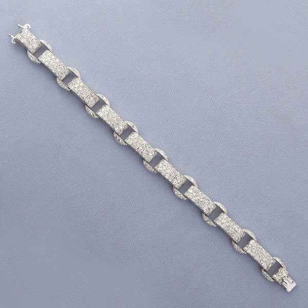Art Deco French Diamond Link Pave Bracelet 18.50 Carats - TMWJ-1720 - TMW Jewels Co.