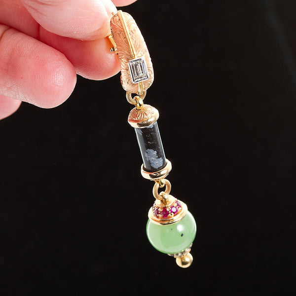 Cazzaniga Diamond Multi Gem Dangle Earrings - TMWJ-190506-4 - TMW Jewels Co.