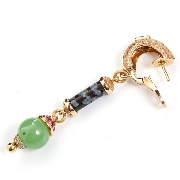 Cazzaniga Diamond Multi Gem Dangle Earrings - TMWJ-190506-4 - TMW Jewels Co.