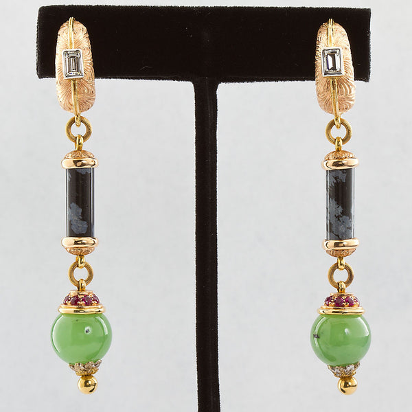 Cazzaniga Diamond Multi Gem Dangle Earrings - TMWJ-190506-4 - TMW Jewels Co.