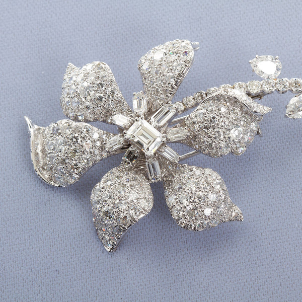 David Webb Diamond Long Stem Flower Brooch – TMW Jewels Co.