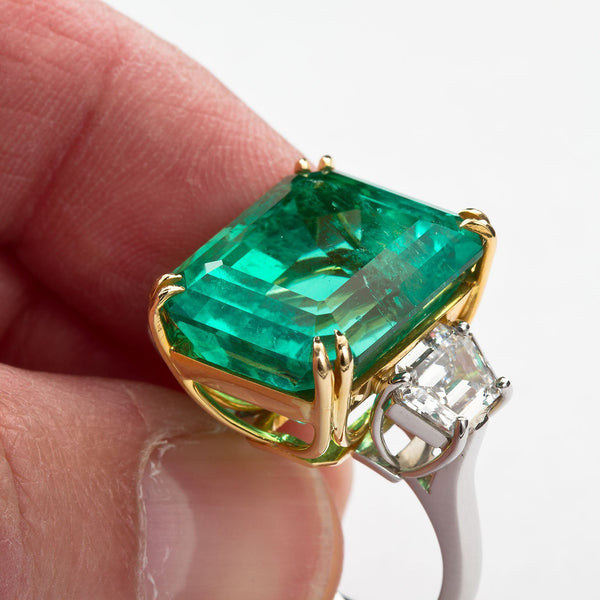 PATRICE Large Colombian Emerald Engagement Ring - TMWJ-5363-5305 - TMW Jewels Co.