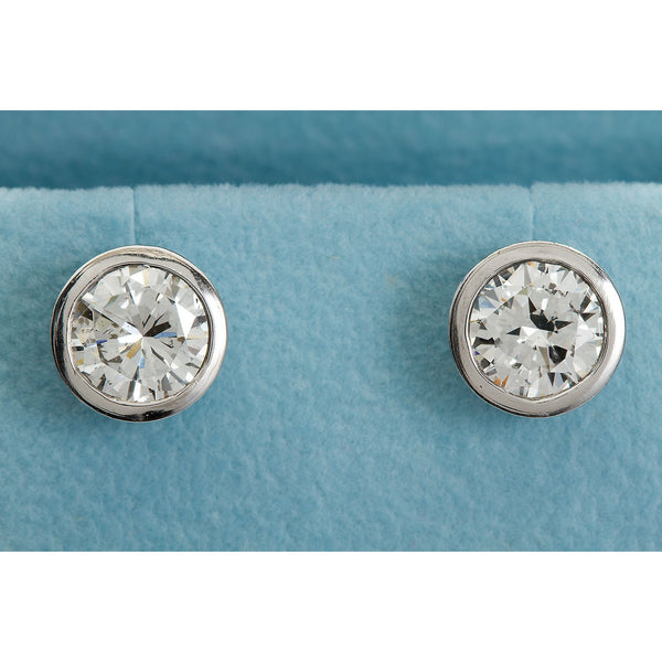3.00 Carat GIA Certified Diamond Brushed Platinum Stud Earrings - TMWJ-7837 - TMW Jewels Co.