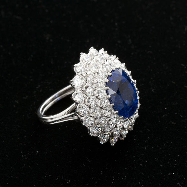 ELAINE Oval Sapphire Diamond Cluster Ring - TMWJ-8570 - TMW Jewels Co.