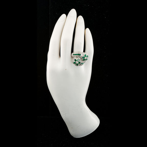 Emerald Diamond Twin Flower Ring, 9.00 Carat - TMWJ-8809 - TMW Jewels Co.