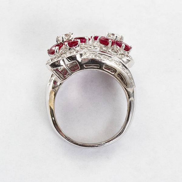 Ruby Diamond Twin Flower Ring, 9.00 Carat - TMWJ-8810 - TMW Jewels Co.