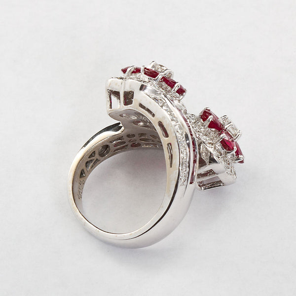 Ruby Diamond Twin Flower Ring, 9.00 Carat - TMWJ-8810 - TMW Jewels Co.