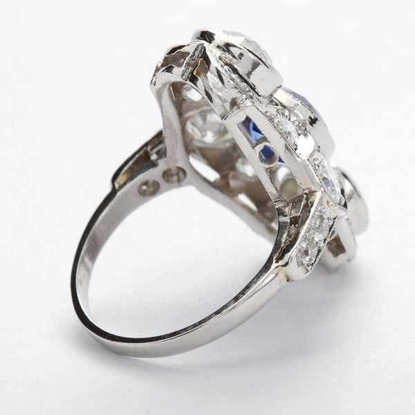 Art Deco Kashmir No Heat Sapphire 1.66 Carat and Diamond Ring AGL Cert - TMWJ7735 - TMW Jewels Co.