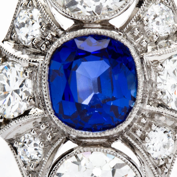 Art Deco Kashmir No Heat Sapphire 1.66 Carat and Diamond Ring AGL Cert - TMWJ7735 - TMW Jewels Co.